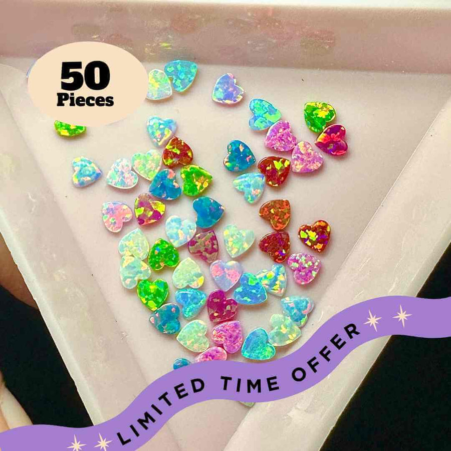 Bulk Heart Opal Pack (50 Pieces)